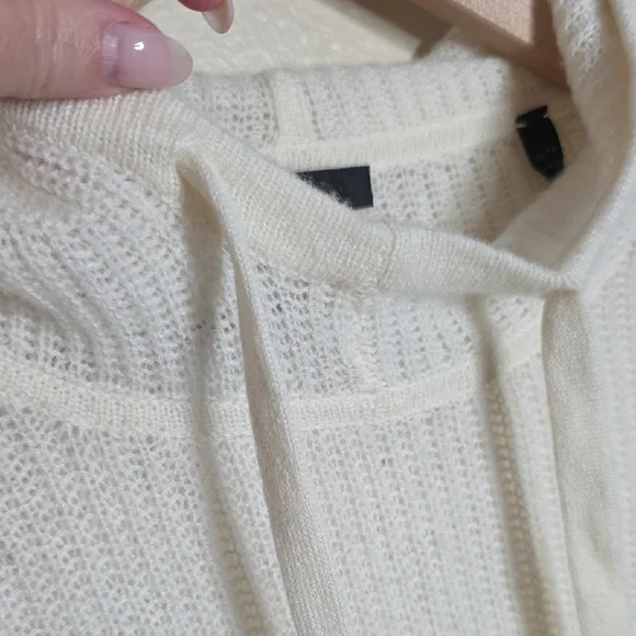 ATM Anthony Thomas Melillo 100% Cashmere Colorblock Hoodie Chalk Black XS - Picture 7 of 11